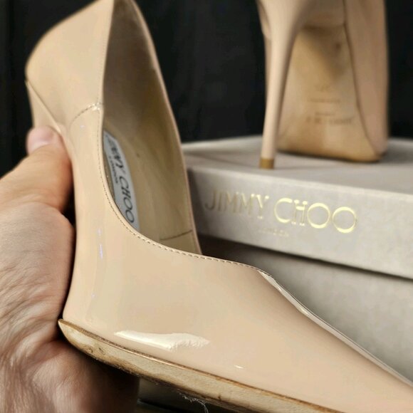 immy Choo Nude Patent Leather Pumps Heels - Picture 10 of 16